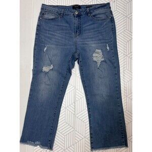 Judy Blue Jeans size 1X 1XL W 38 Ins25 Relaxed Crop Flare Distressed Pant